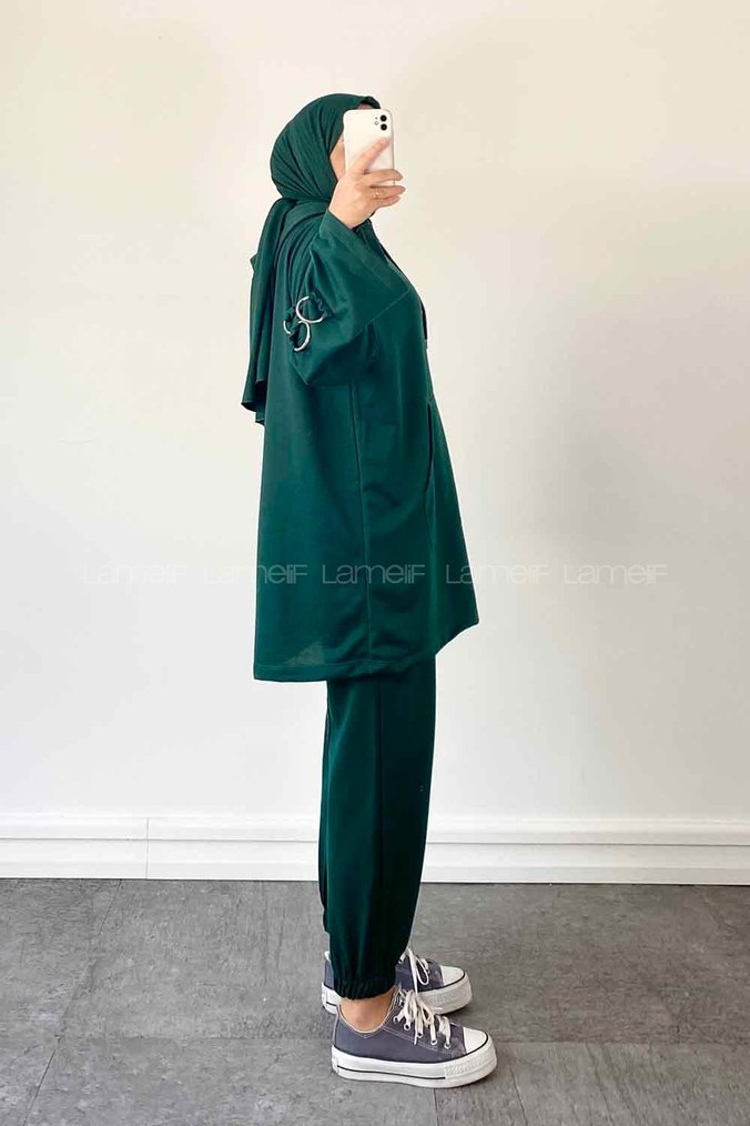 Kadın Haki Oversize Eşofman Takımı - Görsel 3