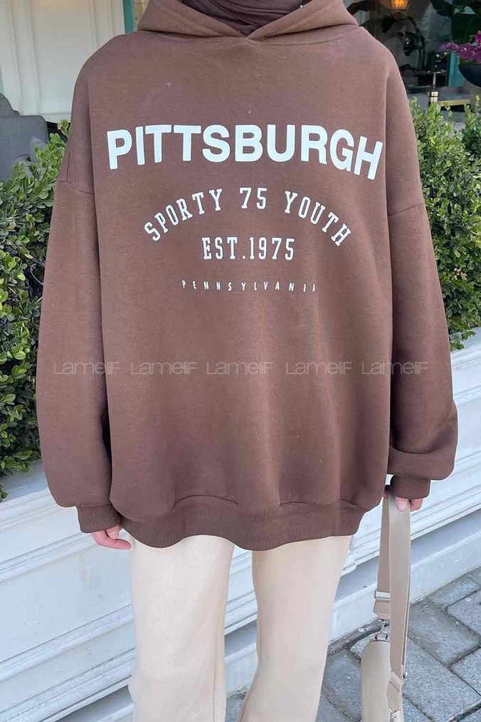 Pittsburgh Baskılı Kadın Oversize Sweatshirt - Görsel 2