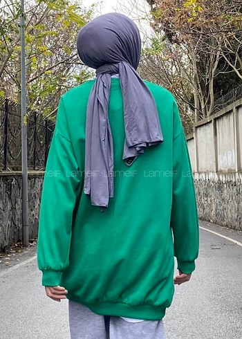 Yeşil Baskılı Rahat Kesim Kadın Sweatshirt - Görsel 2