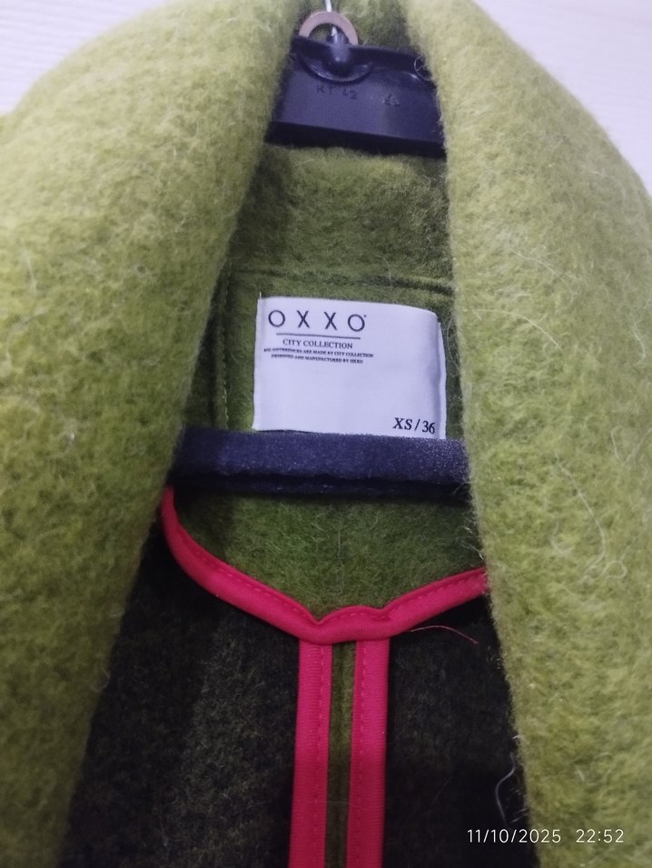 Yeşil Yün Karışımlı Kemerli Kaban - Görsel 3