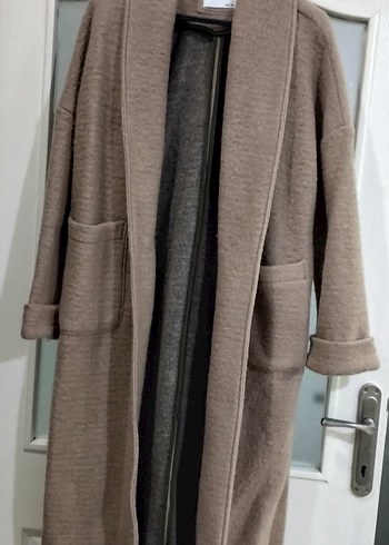 Bej Yün Karışımlı Kemerli Kaban - Görsel 3