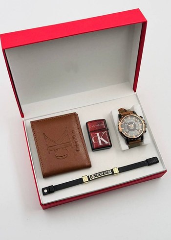 Modern Klasik Erkek Saat Seti - Altın Renk - Görsel 10