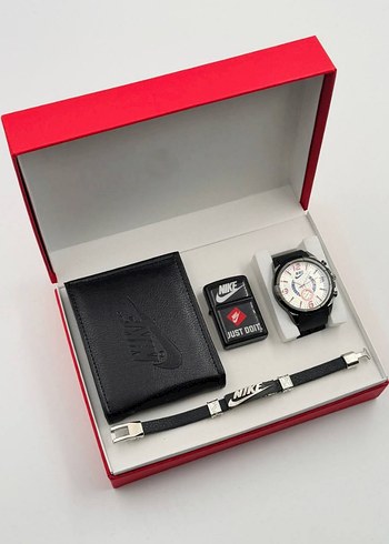 Nike Siyah Saat, Cüzdan ve Bileklik Seti - Görsel 6