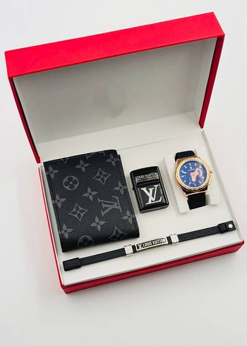 Louis Vuitton Erkek Klasik Mavi Saat Seti - Görsel 8