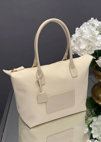 Bej Kadın Çanta, Fermuarlı, Minimalist Tasarım - Görsel 6