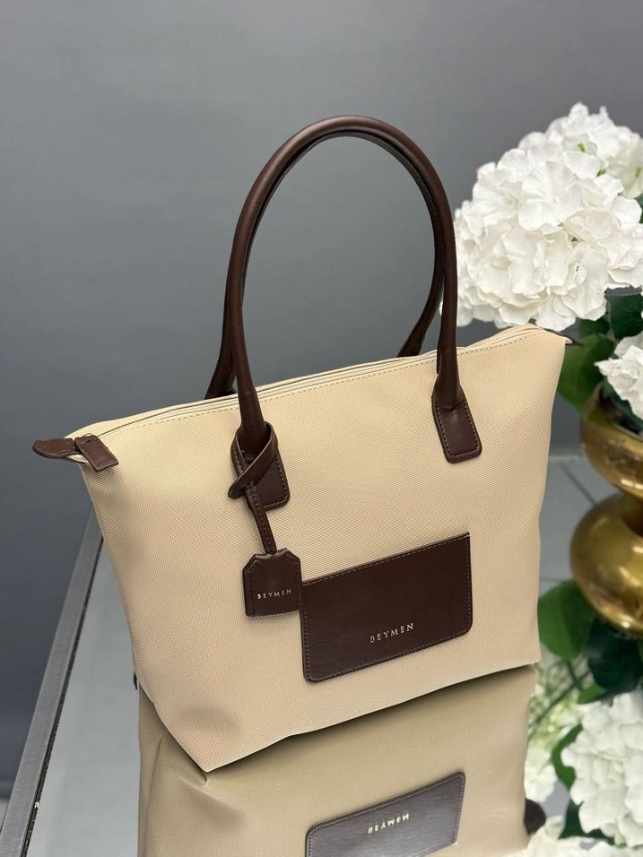 Bej Kadın Çanta, Fermuarlı, Minimalist Tasarım - Görsel 5