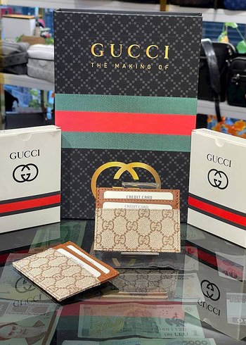 Siyah Deri Gucci Kadın Cüzdanı Velcro - Görsel 7