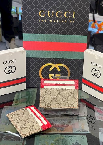 Siyah Deri Gucci Kadın Cüzdanı Velcro - Görsel 3