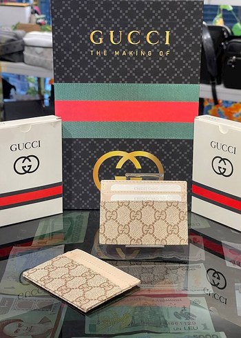 Siyah Deri Gucci Kadın Cüzdanı Velcro - Görsel 2