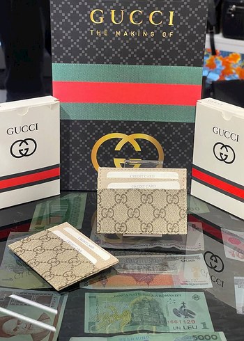 Siyah Deri Gucci Kadın Cüzdanı Velcro - Görsel 4