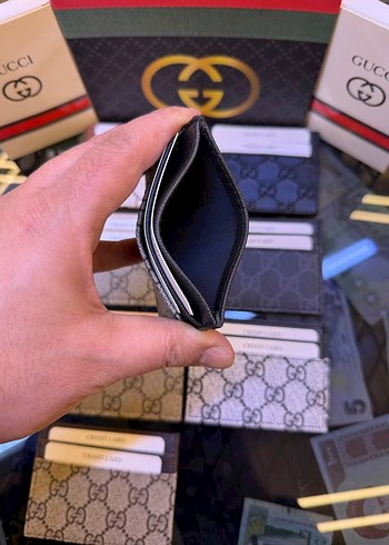 Siyah Deri Gucci Kadın Cüzdanı Velcro - Görsel 11