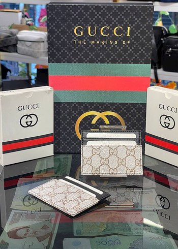 Siyah Deri Gucci Kadın Cüzdanı Velcro - Görsel 8