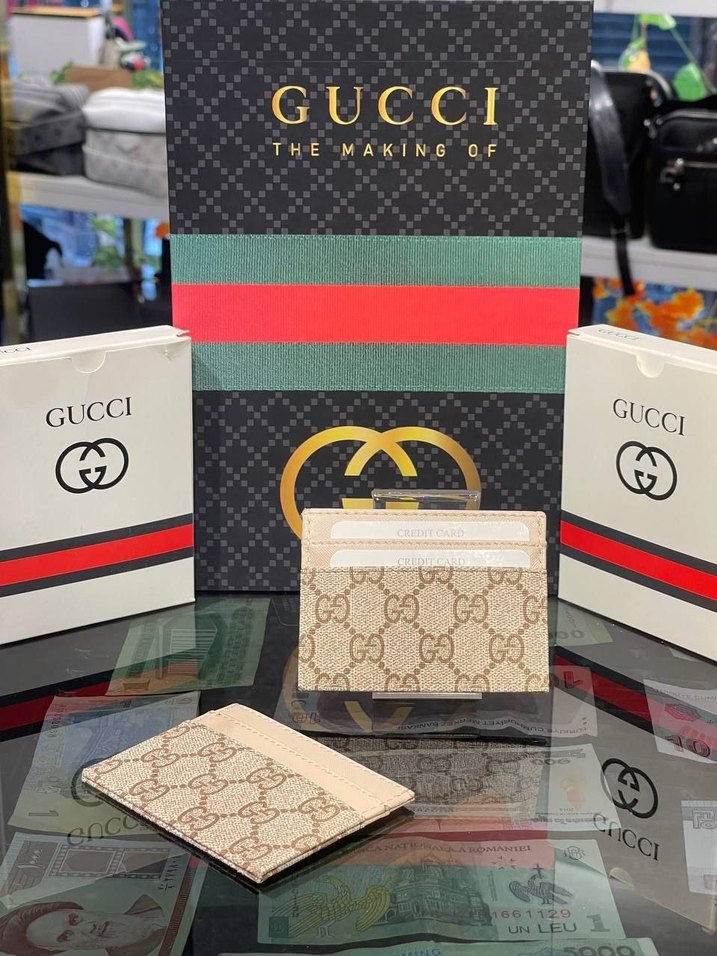 Siyah Deri Gucci Kadın Cüzdanı Velcro - Görsel 2