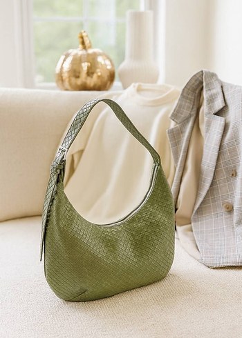 Siyah Deri Kemer Detaylı Minimalist Kadın Çanta - Görsel 2