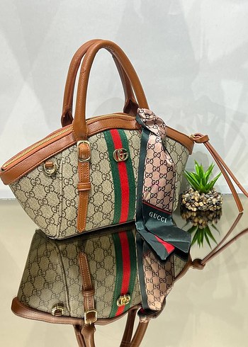 Baskılı Kahverengi Kadın El Çantası - Görsel 7