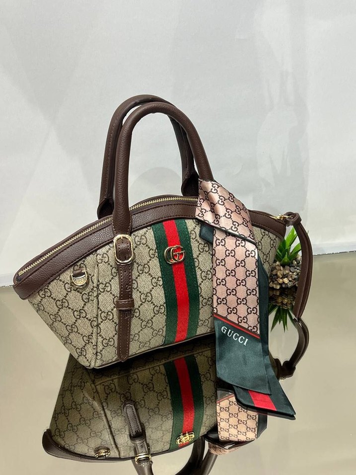 Baskılı Kahverengi Kadın El Çantası - Görsel 4