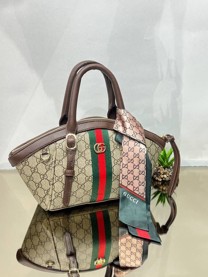 Baskılı Kahverengi Kadın El Çantası - Görsel 2