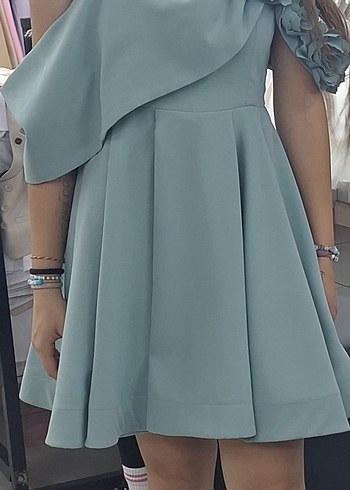 turkuaz ren abiye elbise - Görsel 2