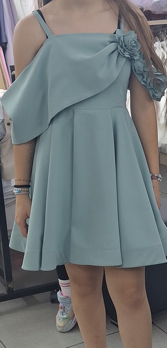 turkuaz ren abiye elbise - Görsel 2