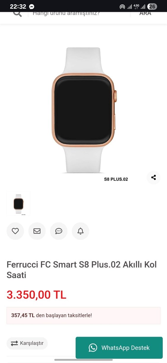 Ferrucci S8plus Akıllı Saat Bej - Görsel 5