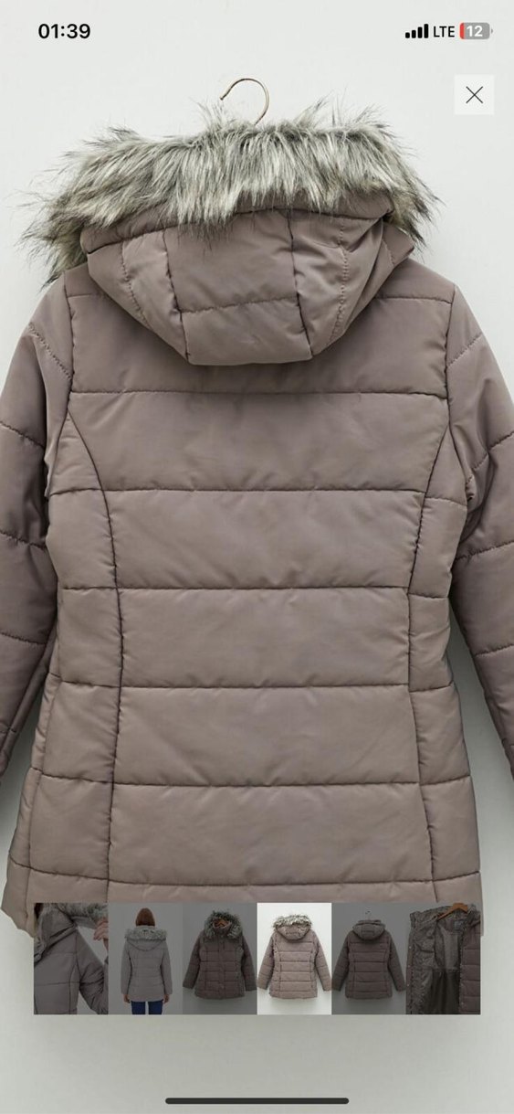 Gri Kürk Detaylı Kadın Kışlık Mont hiç kullanılmadı - Görsel 2