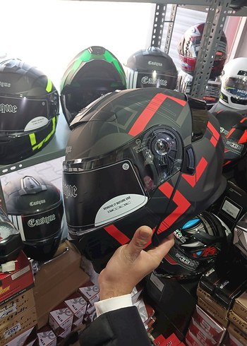 Renkli Baskılı Siyah Biker Motosiklet Kaskı - Görsel 3