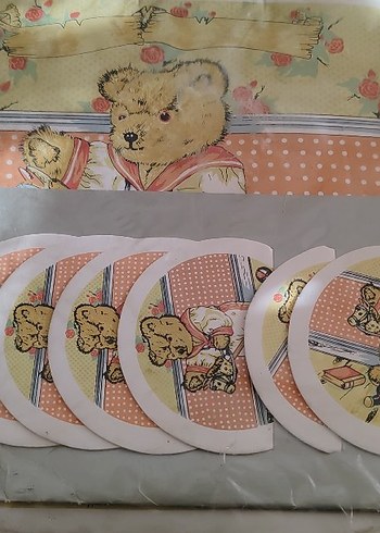 12 parça ayıcıklı amerikan servis supla bardak altlığı sıfır ürn - Görsel 2