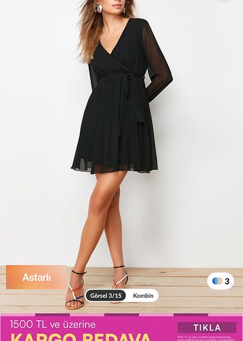 Trendyol & Milla Siyah tül mini elbise