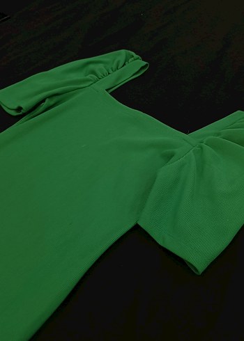 Koyu Yeşil Midi Elbise - Görsel 2