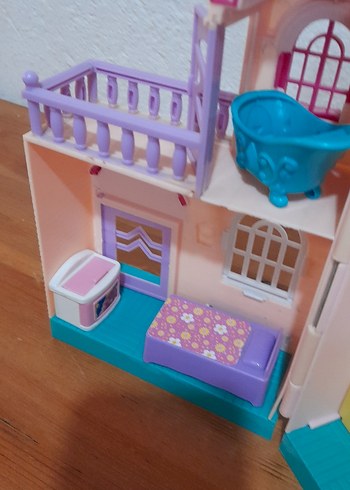 Pastel Pembe Oyuncak Ev Seti pilli ev - Görsel 3