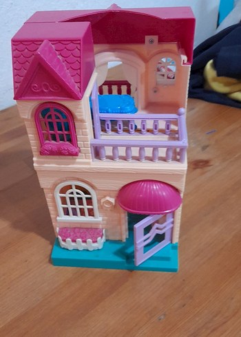 Pastel Pembe Oyuncak Ev Seti pilli ev - Görsel 8