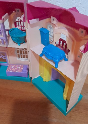 Pastel Pembe Oyuncak Ev Seti pilli ev - Görsel 2