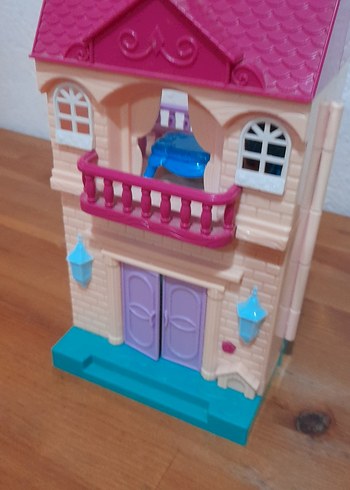 Pastel Pembe Oyuncak Ev Seti pilli ev - Görsel 12