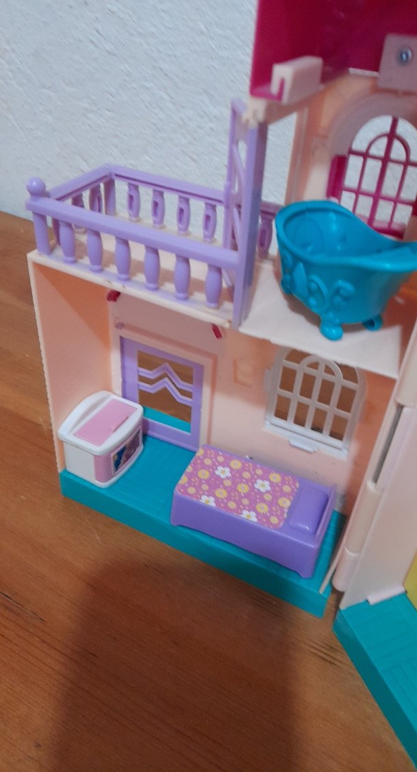 Pastel Pembe Oyuncak Ev Seti pilli ev - Görsel 3