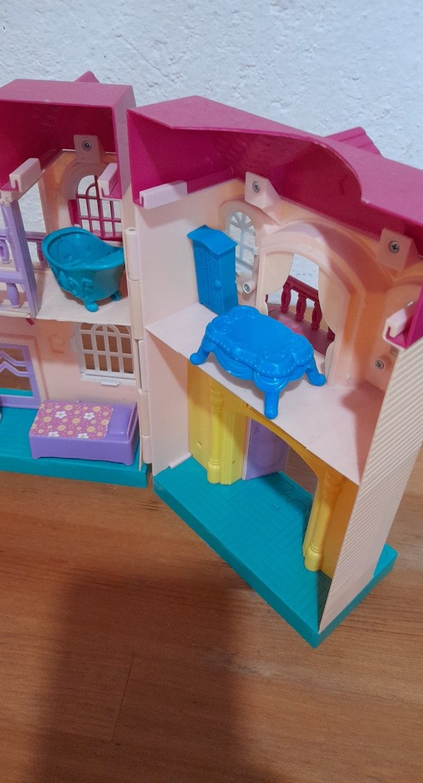 Pastel Pembe Oyuncak Ev Seti pilli ev - Görsel 2