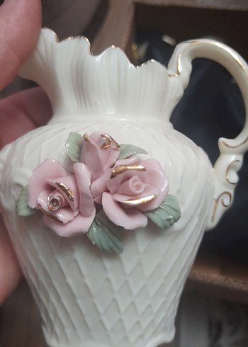 Pastel Beyaz porselen Çiçekli Vazo - Görsel 9