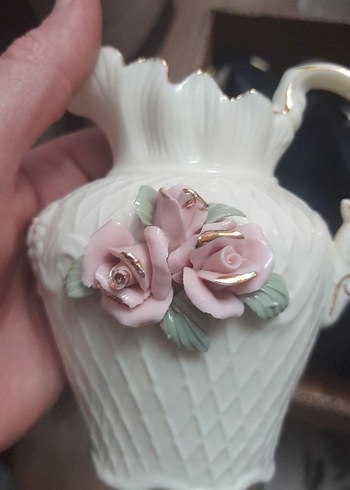 Pastel Beyaz porselen Çiçekli Vazo - Görsel 8