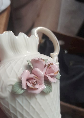 Pastel Beyaz porselen Çiçekli Vazo - Görsel 6