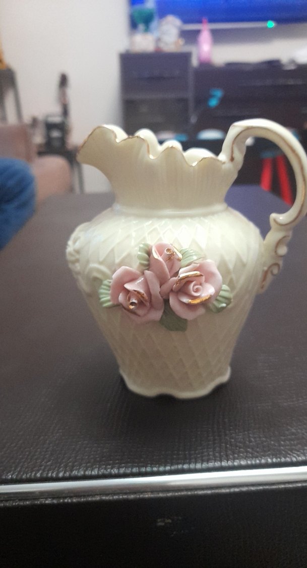 Pastel Beyaz porselen Çiçekli Vazo - Görsel 4