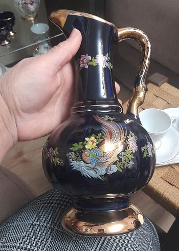 Koyu Mavi Çiçek Desenli Sürahi ve 6 Bardak Seti - Görsel 17