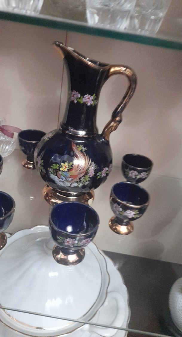 Koyu Mavi Çiçek Desenli Sürahi ve 6 Bardak Seti - Görsel 3