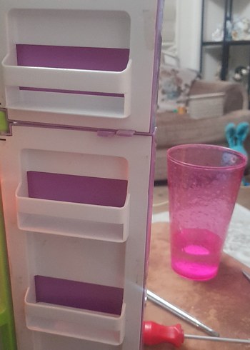 Renkli Mor Oyuncak Buzdolabı pilli - Görsel 5