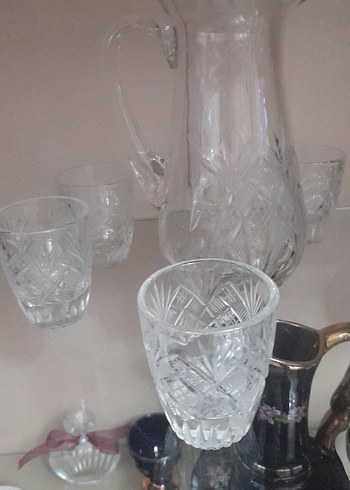 Kristal Desenli Cam Sürahi ve Bardak Seti - Görsel 9