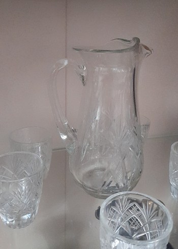 Kristal Desenli Cam Sürahi ve Bardak Seti - Görsel 10