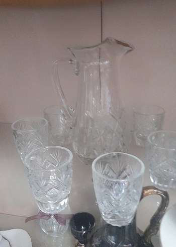 Kristal Desenli Cam Sürahi ve Bardak Seti - Görsel 2