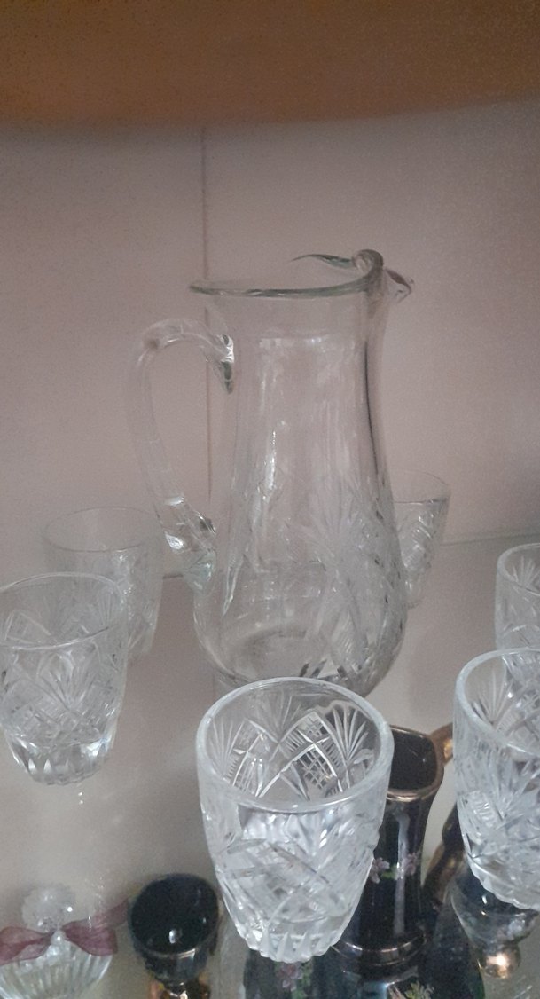 Kristal Desenli Cam Sürahi ve Bardak Seti - Görsel 3