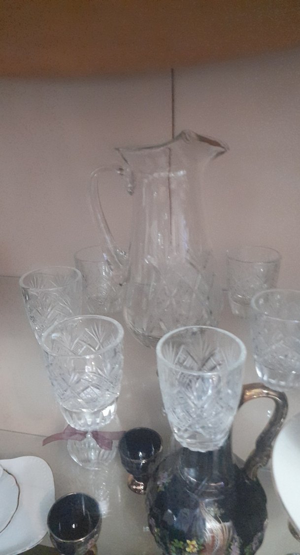 Kristal Desenli Cam Sürahi ve Bardak Seti - Görsel 2