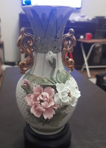 Pastel renkli beyaz çiçekli vazo - Görsel 2