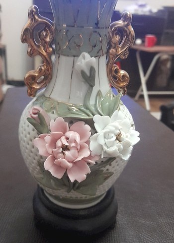 Pastel renkli beyaz çiçekli vazo - Görsel 4