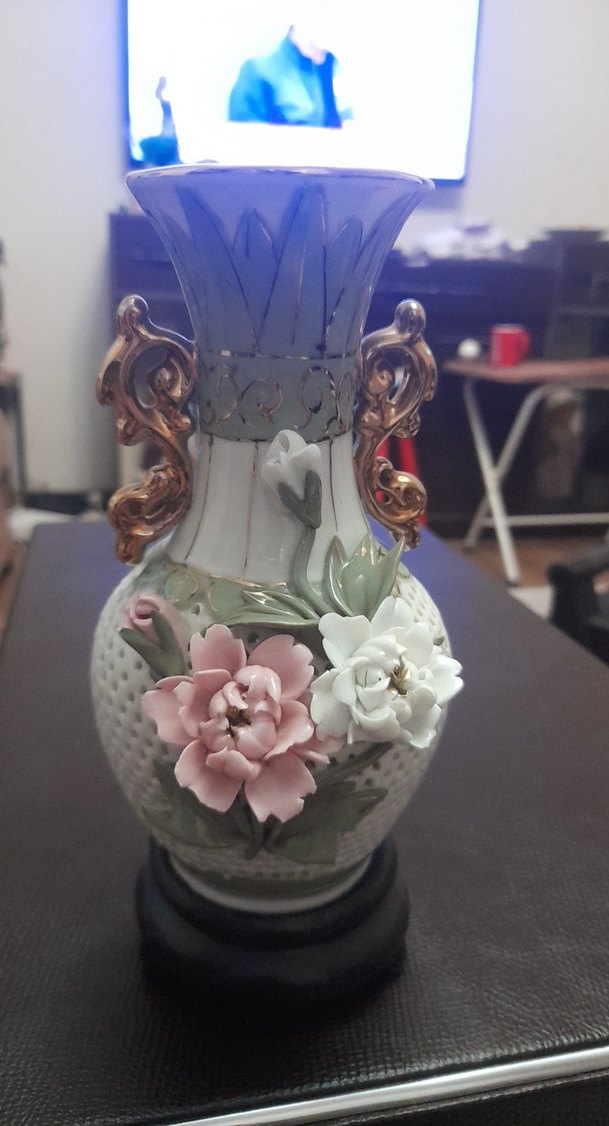 Pastel renkli beyaz çiçekli vazo - Görsel 2